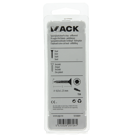 Mack 1018009 - spaanplschr.vzkop-zelfb. geelverz. 70 st 4,0 x 25 mm | 5 stuks