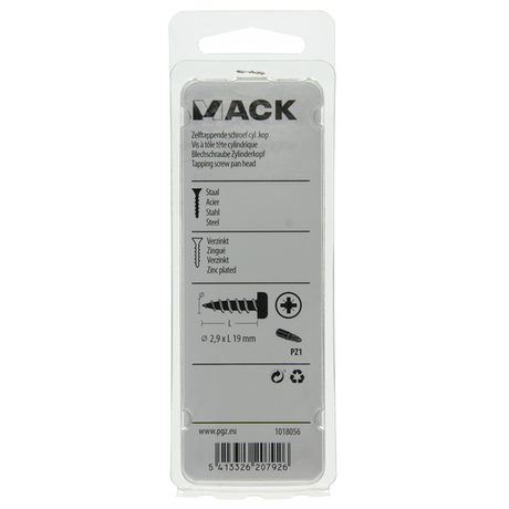 Mack 1018056 - zelftappende schroef cylkop verz. 80 st 2,9 x 19 mm | 10 stuks