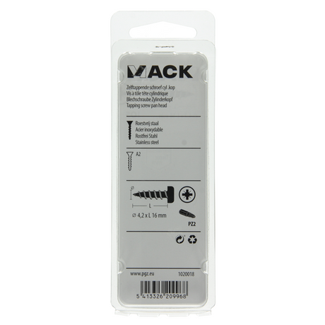 Mack 1020018 - zelftappende schroef cyl.kop a2 40 st 4,2 x 16 mm | 5 stuks