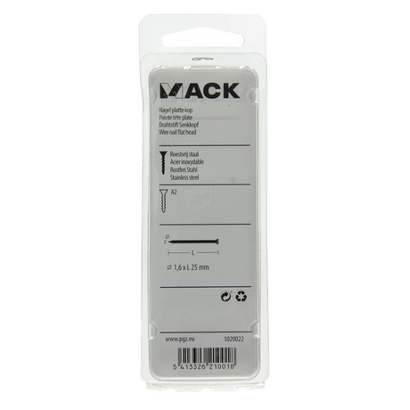 Mack 1020022 - nagel platte kop inox a2 85 st 1,6 x 25 mm | 5 stuks
