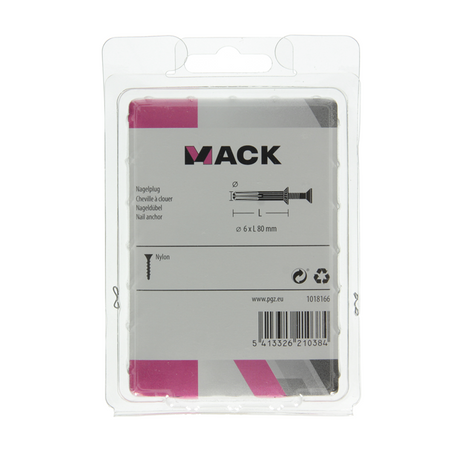 Mack 1018166 - nylon nagelplug polyamide 30 st 6 x 80 mm | 3 stuks