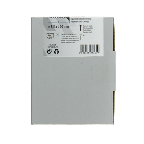 Mack 1020226 - spaanplaatschroef vz kop inox a2 200 st 3,5 x 20 mm | 2 stuks