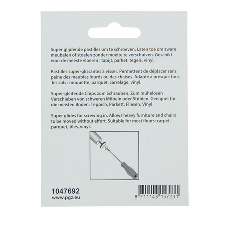 Mack 1047692 - glij-stoeldop met schroef grijs ø 22 mm 4 st pcs | 6 stuks