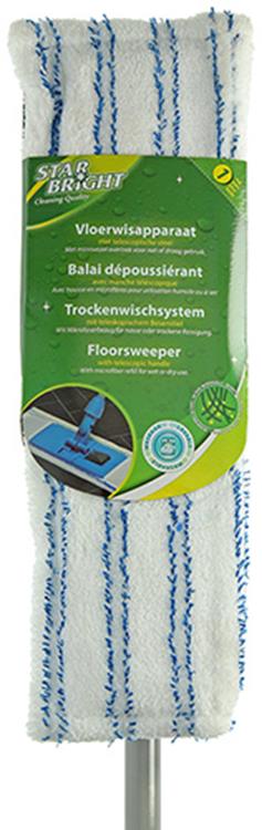 Starbright 1003938 - application d'essuie-sol avec manche télescopique et housse en microfibre | 6 pièces