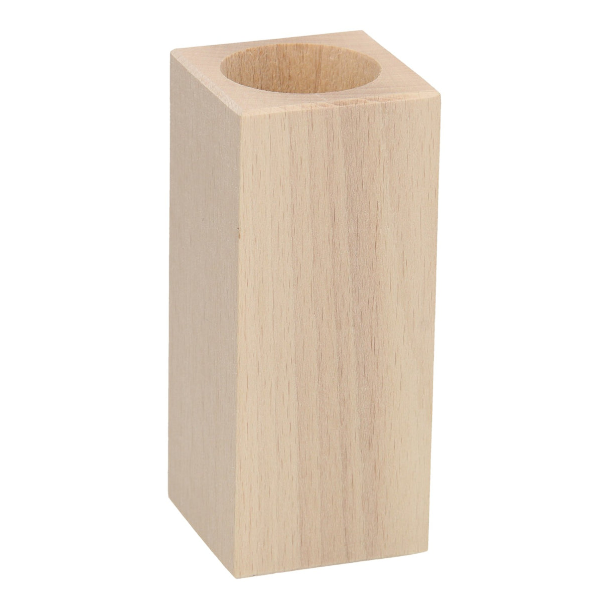 Photophore Playwood carré en bois de hêtre, 13 cm