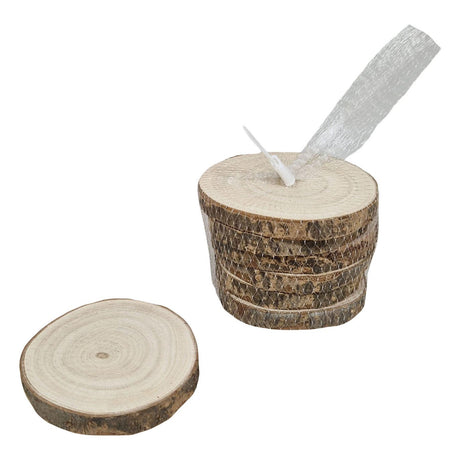 Dessous de verre rond Playwood avec écorce de bois de paulownia 10cm, 6 pcs.