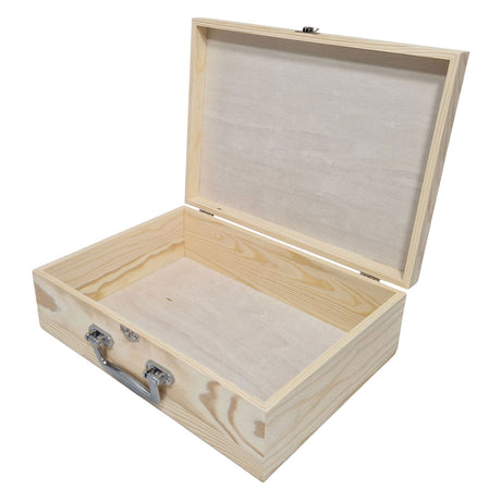 Playwood grenen koffer a4 formaat met metalen handvat