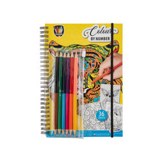 Livre de coloriage Grafix couleur par numéro avec crayons de couleur.