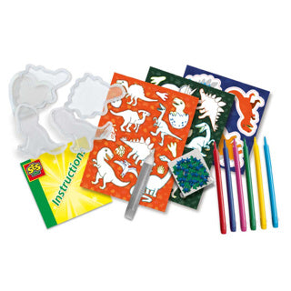 Ses creative ses - fabricant d'autocollants - dinosaures - autocollants shaker et autocollants dinosaures ordinaires - coloriez vous-même - y compris marqueurs, paillettes et colle pailletée - bricolage pour garçons - jouets dinosaures