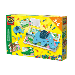 Ses creative ses - puzzles d'animaux en mosaïque - avec 100 épingles en 4 couleurs - peuvent être utilisés encore et encore