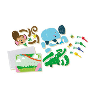 Ses creative ses - puzzles d'animaux en mosaïque - avec 100 épingles en 4 couleurs - peuvent être utilisés encore et encore