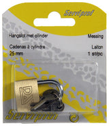 Mack 1014072 - hangslot met cilinder messing 25 mm | 10 stuks