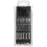 Marqueurs permanents, largeur de trait 2x0,6+2x0,8+1,3 mm, noirs, 5 pièces 1 boîte