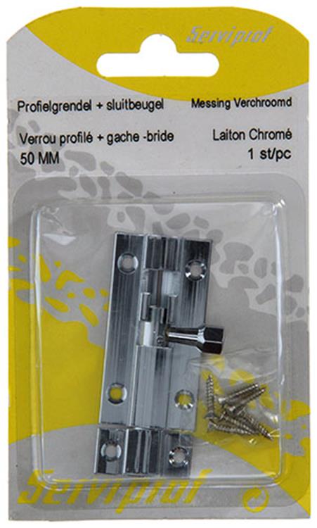 Mack 1013684 - 1 schuifgrendel messing verchroomd a 50 - b 16 mm | 5 stuks
