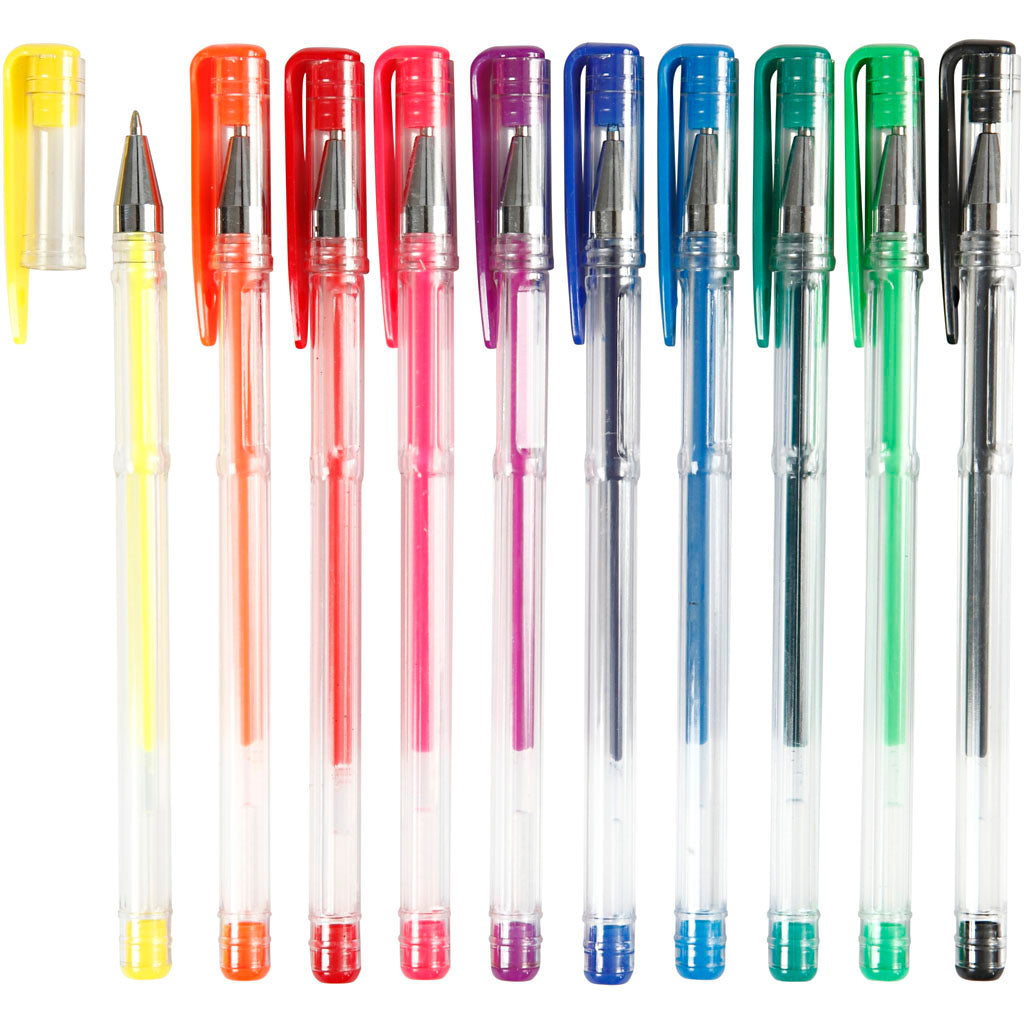 Stylo gel Creativ company, largeur de trait 0,8 mm, différentes couleurs, 10 div 1 boîte