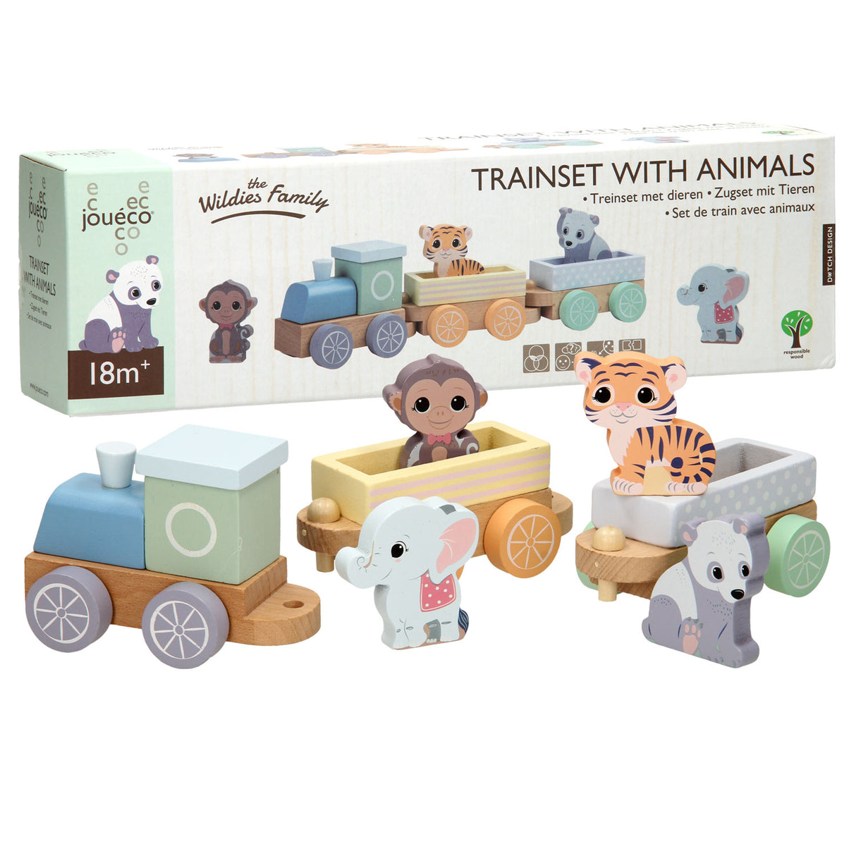 Joueco train en bois animaux sauvages