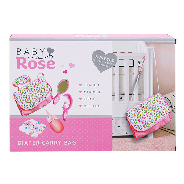 Sac de transport de couches Johntoy baby rose avec accessoires