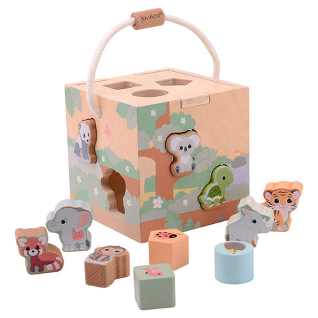 Jouéco trieur de formes la famille wildies junior 16 cm bois 12 pièces