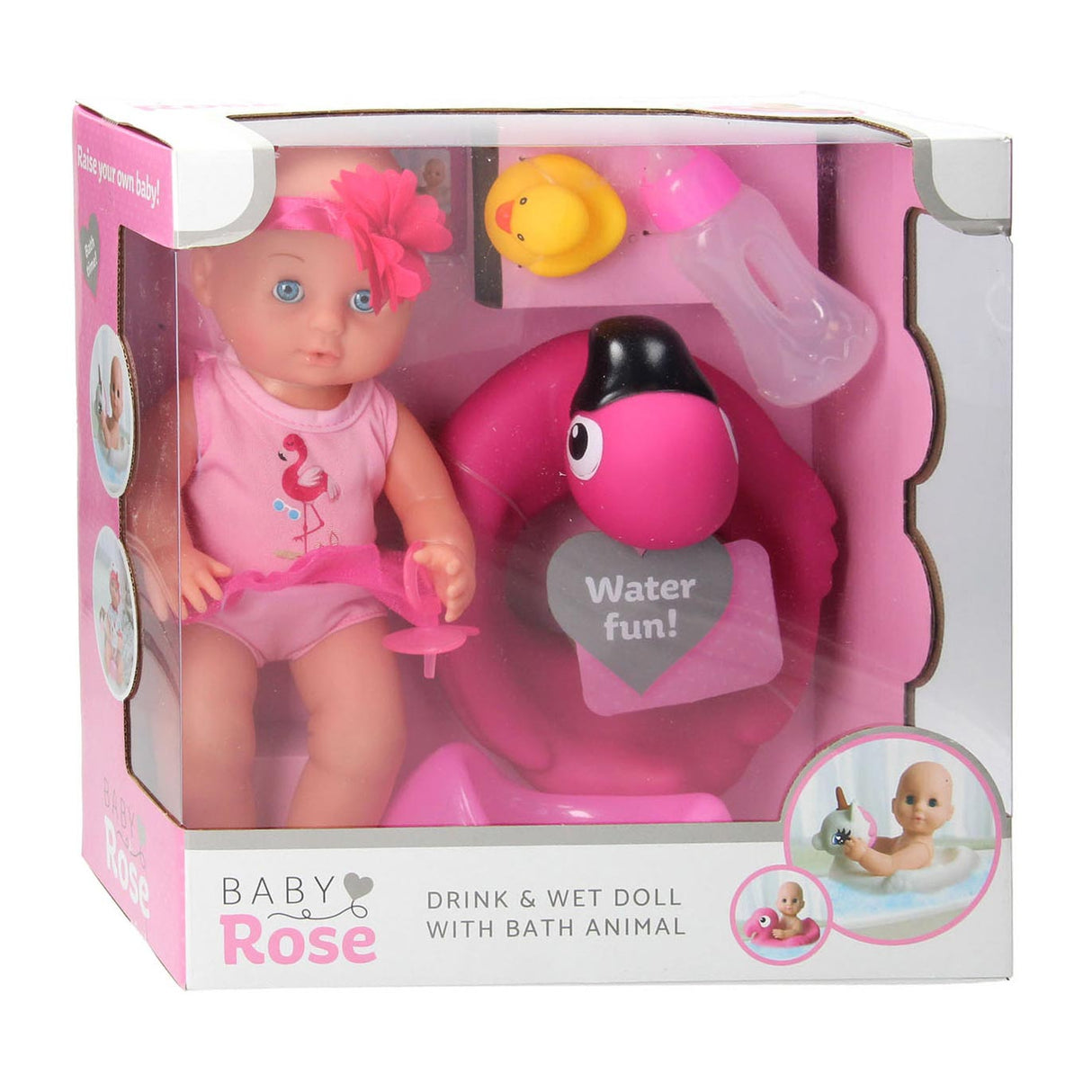 Baby Rose -Trinken und Plaspop, 30 cm mit Accessoires