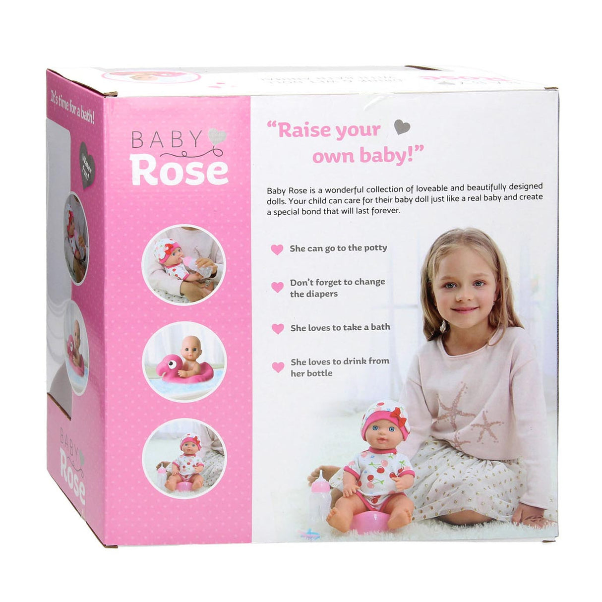 Baby Rose -Trinken und Plaspop, 30 cm mit Accessoires