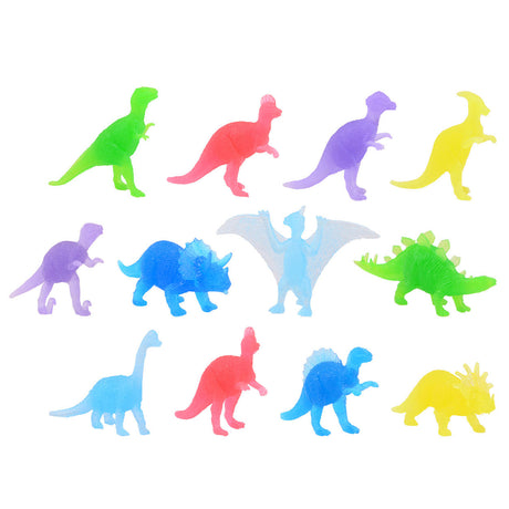Johntoy brillent dans les figurines de jeu de dinosaures colorées sombres, 12 pcs.