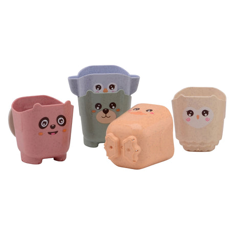 Seau empilable et tasses de bain bio Johntoy Happy World
