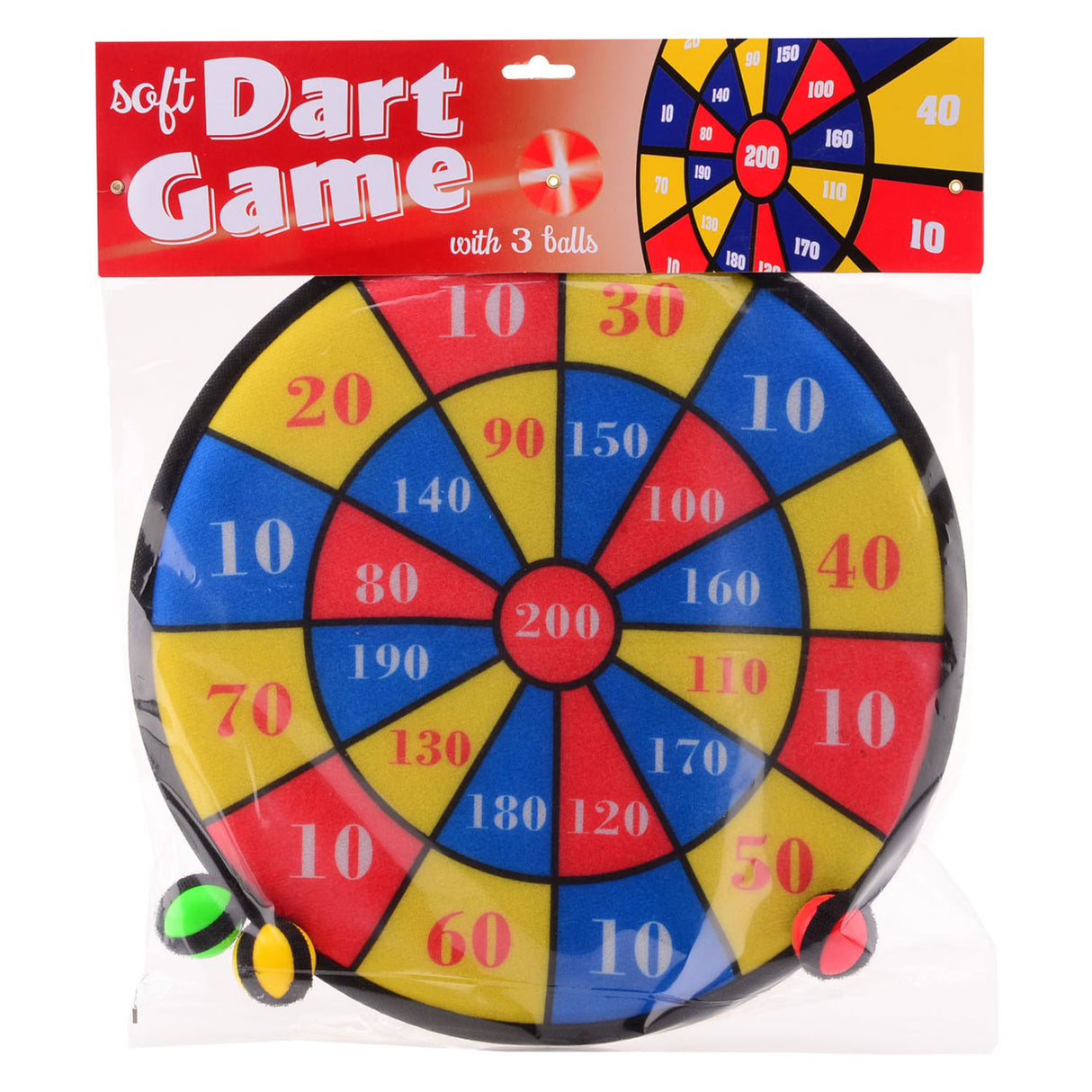 Johntoy Velcro Dartspel with 3 balls, 36cm