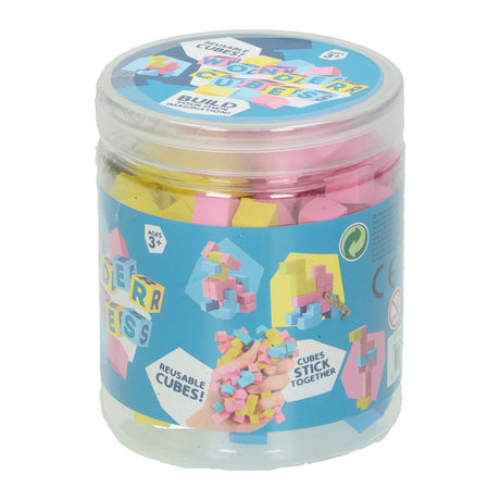 Blocs de construction magiques autocollants réutilisables Johntoy dans une boîte de rangement