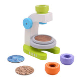 Microscope en bois Joueco avec 3 lentilles, 7 pièces.