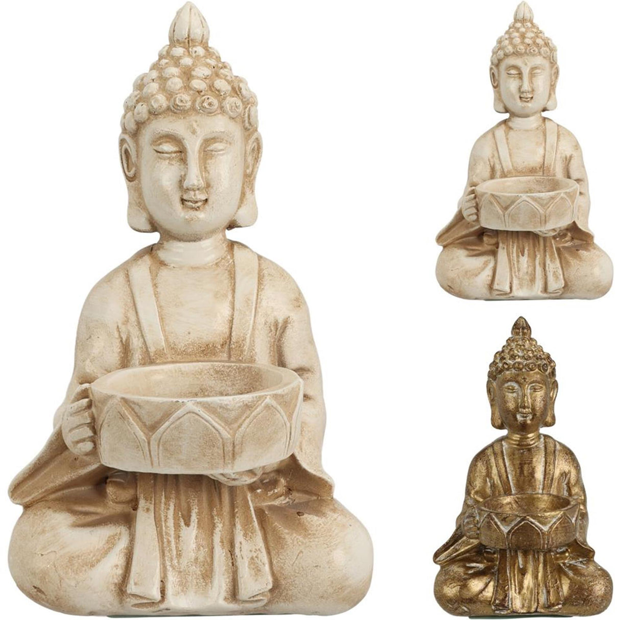 Home styling Photophore Bouddha doré crème