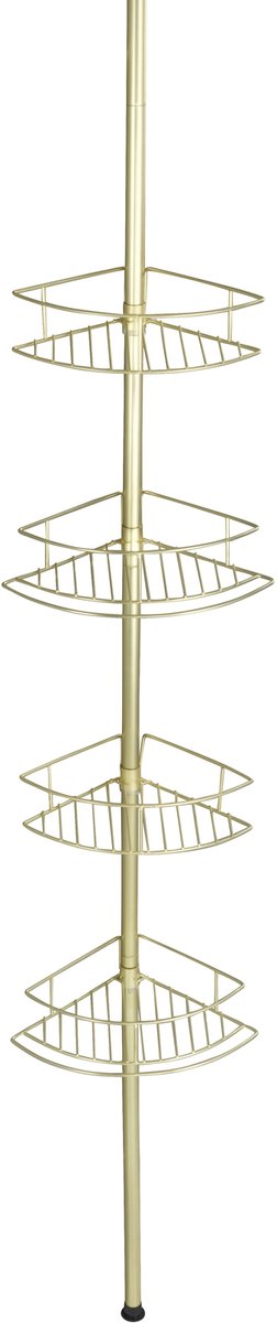 Wenko support de douche télescopique dolcedo 4 couches en acier inoxydable or mat - extensible de 65 à 275cm - panier de douche - montage sans perçage