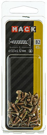 Mack 1017221 - spaanplaatschroef vz kop geelverz.45 st 3,5 x 12 mm | 10 stuks