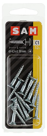 Mack 1017330 - schroef met kopboring staal verz. 12 st 4,5 x 30 mm | 10 stuks