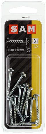 Mack 1017374 - houtschroef bolkop staal verzinkt 12 st 4,0 x 30 mm | 10 stuks
