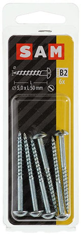 Mack 1017381 - houtschroef bolkop staal verzinkt 6 st 5,0 x 50 mm | 10 stuks