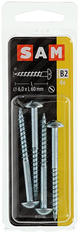 Mack 1017382 - houtschroef bolkop staal verzinkt 4 st 6,0 x 60 mm | 10 stuks