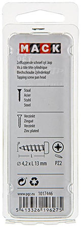 Mack 1017446 - zelftappende schroef cyl kop verz. 24st 4,2 x 13 mm | 10 stuks