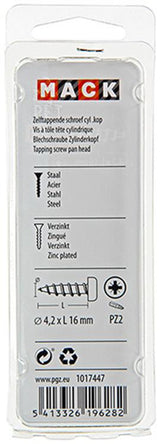 Mack 1017447 - zelftappende schroef cyl kop verz. 20st 4,2 x 16 mm | 10 stuks