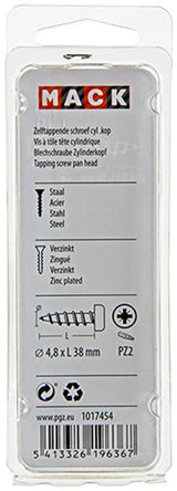 Mack 1017454 - zelftappende schroef cyl kop verz. 9 st 4,8 x 38 mm | 10 stuks
