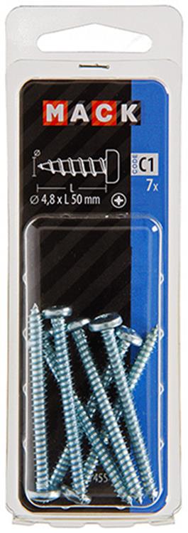 Mack 1017455 - zelftappende schroef cyl kop verz. 7 st 4,8 x 50 mm | 10 stuks