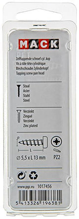 Mack 1017456 - zelftappende schroef cyl kop verz. 11st 5,5 x 13 mm | 10 stuks