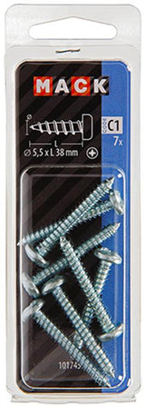 Mack 1017459 - zelftappende schroef cyl kop verz. 7 st 5,5 x 38 mm | 10 stuks