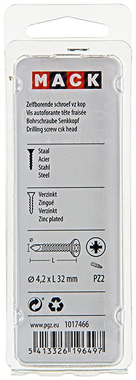 Mack 1017466 - zelfborende schroef vz kop verz. 21 st 4,2 x 32 mm | 10 stuks