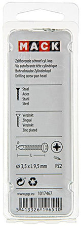 Mack 1017467 - zelfborende schroef cyl. kop verz. 40st 3,5 x 9,5 mm | 10 stuks