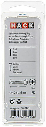 Mack 1017471 - zelfborende schroef cyl. kop verz. 24st 4,2 x 25 mm | 10 stuks