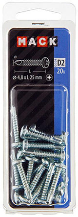 Mack 1017472 - zelfborende schroef cyl. kop verz. 20st 4,8 x 25 mm | 10 stuks