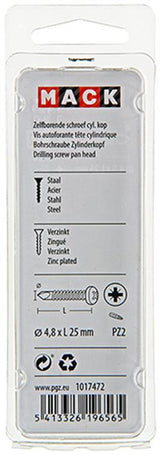 Mack 1017472 - zelfborende schroef cyl. kop verz. 20st 4,8 x 25 mm | 10 stuks