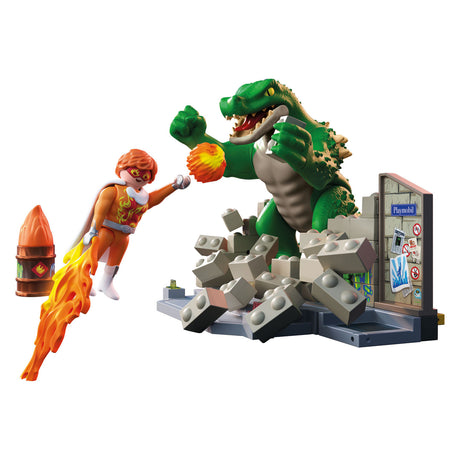 Bataille du héros Playmobil contre le lézard géant - 71831