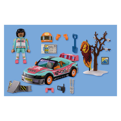Playmobil – 72062 – coffret de jeu de voiture de course – 68 pièces – sports d'action
