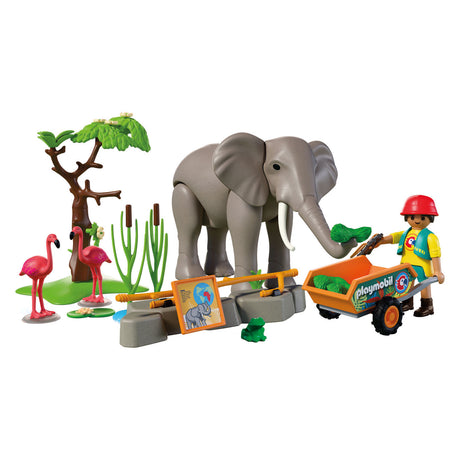 Playmobil animaux amis éléphant avec gardien de zoo - 72068